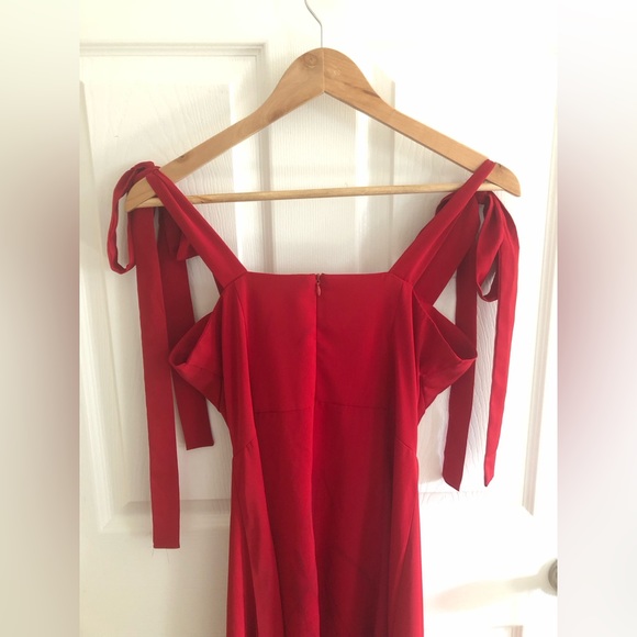 ✨NEW - Sweetheart Neckline Tie Strap Slit Sleeveless Midi Party Cocktail Dress - Picture 10 of 12